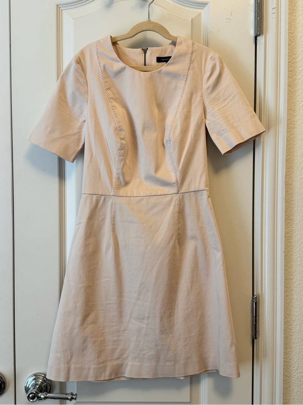 French Connection Short Sleeve A-Line Dress in Pale Blush